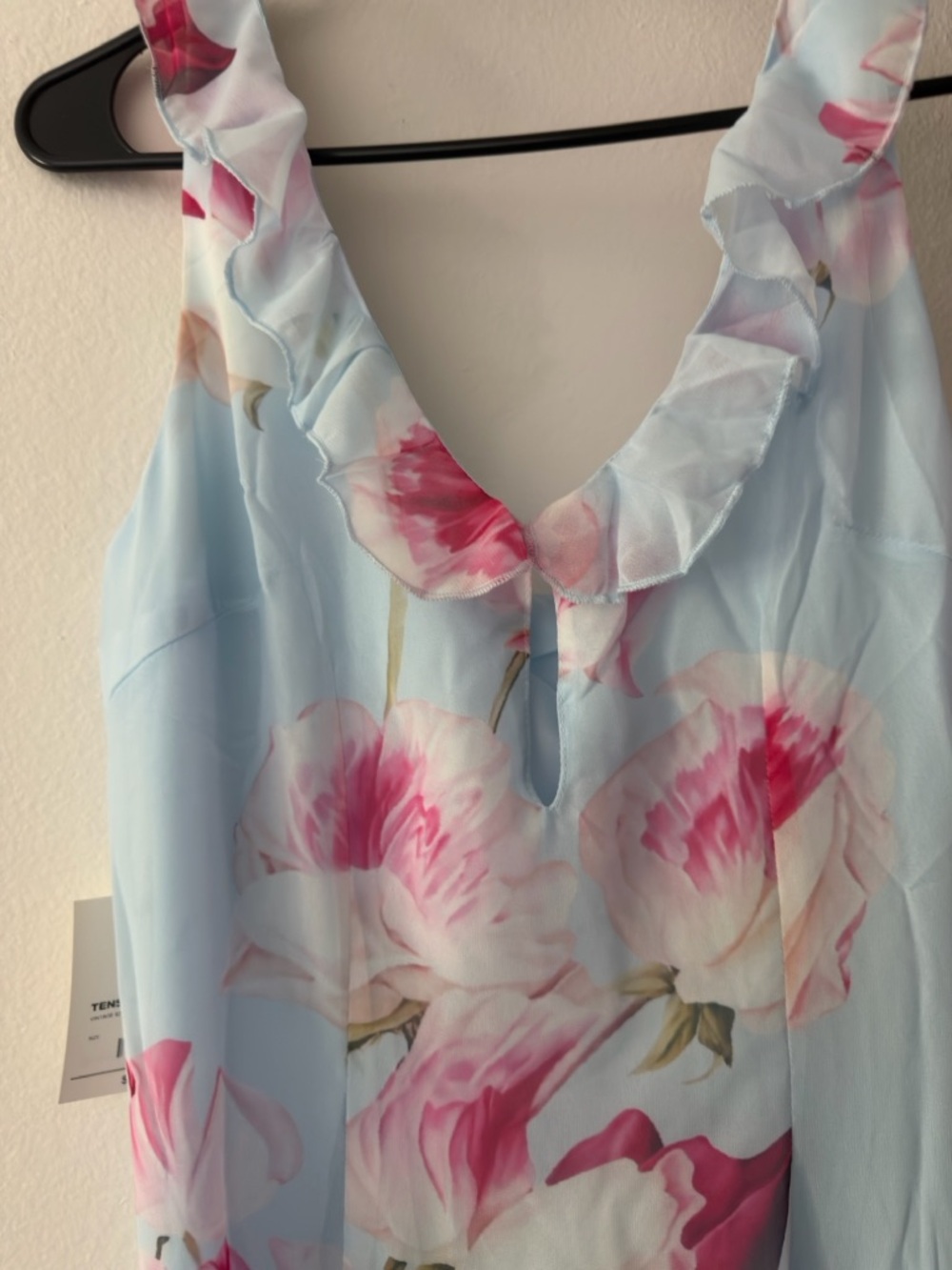 Vintage Light Blue Floral Midi Dress with Flowers